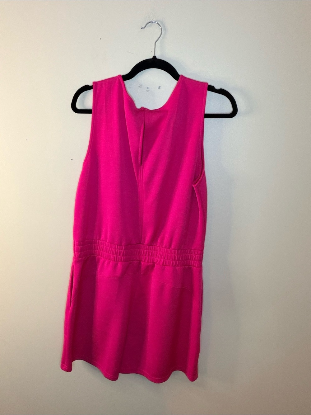 Sleeveless Hot Pink Drawstring Romper - Picture 2 of 5